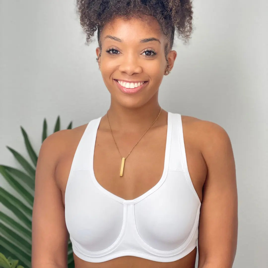 Keyla High Impact Underwire Sports Bra| C-G Cup| White-Black