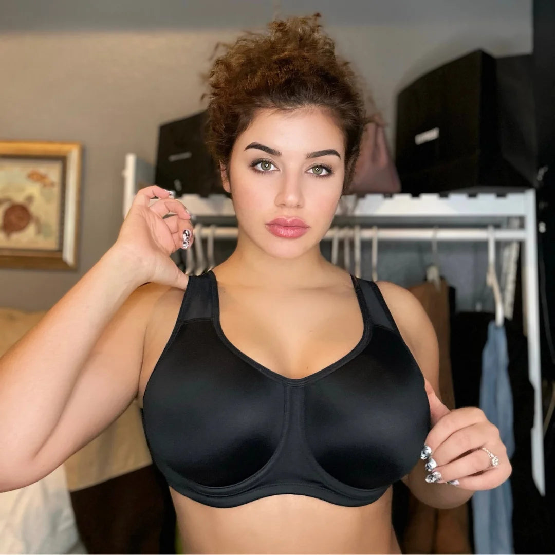 Keyla High Impact Underwire Sports Bra| C-G Cup| White-Black